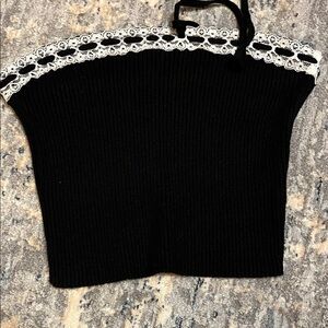 Edikted Black and White Lace Trim Crop Top